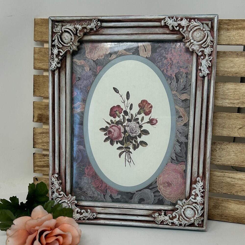 Hand Crafted Floral Picture in Frame with Ornate Detailing